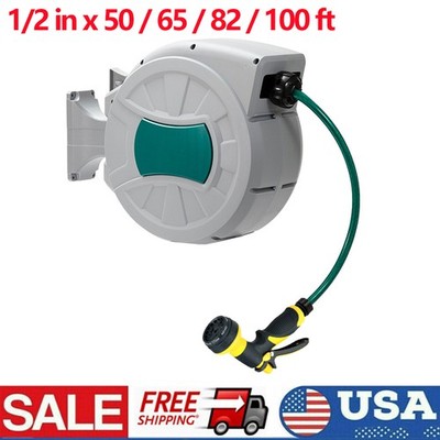 Retractable Hose Reel Water Hose Reel 1/2 in 180° Swivel Wall-Mounted for Garden