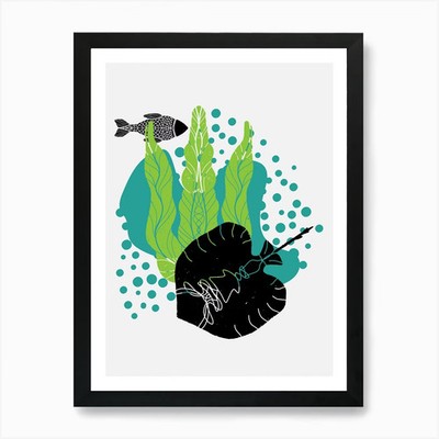 Stachelrochen im Stil von schwarzem Trauben gerahmtes Wandbild Poster Leinwanddruck Bild