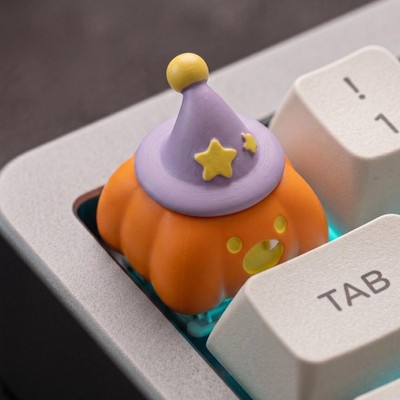 Pumpkin Wizard Artisan Keycap Hand-Painted Resin Mechanical Keyboard Accessory