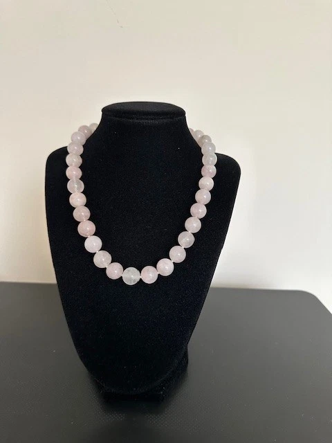 Ожерелье элегантное 18 дюймов натуральный розовый кварц большой 12 мм драгоценные камни - Изображение 4 из 4