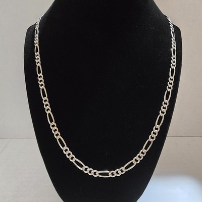 Vintage Sterlingsilber Diamantschliff 5,5 mm Figaro Halskette 28 Zoll Hergestellt in Italien