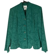 Vintage Leslie Fay Womens Size 10P Pleated Skirt Jacket Suit Set Green F99