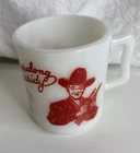 Vintage Hopalong Cassidy Milk Glass Mug Red Hazel Atlas Child Size Excellent USA