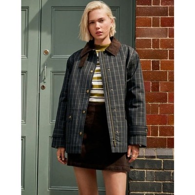 NEW! NEXT Navy Check Cord Collar Heritage Coat in NAVY CHECK (M) 
