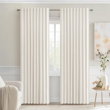 Ivory Back Tab Blackout Curtains 90 Inches Long 2 Panels Set for Living Room ...