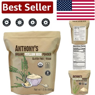 Organic Psyllium Husk Powder 1.5 lb - Gluten-Free & Keto Friendly Digestive S...