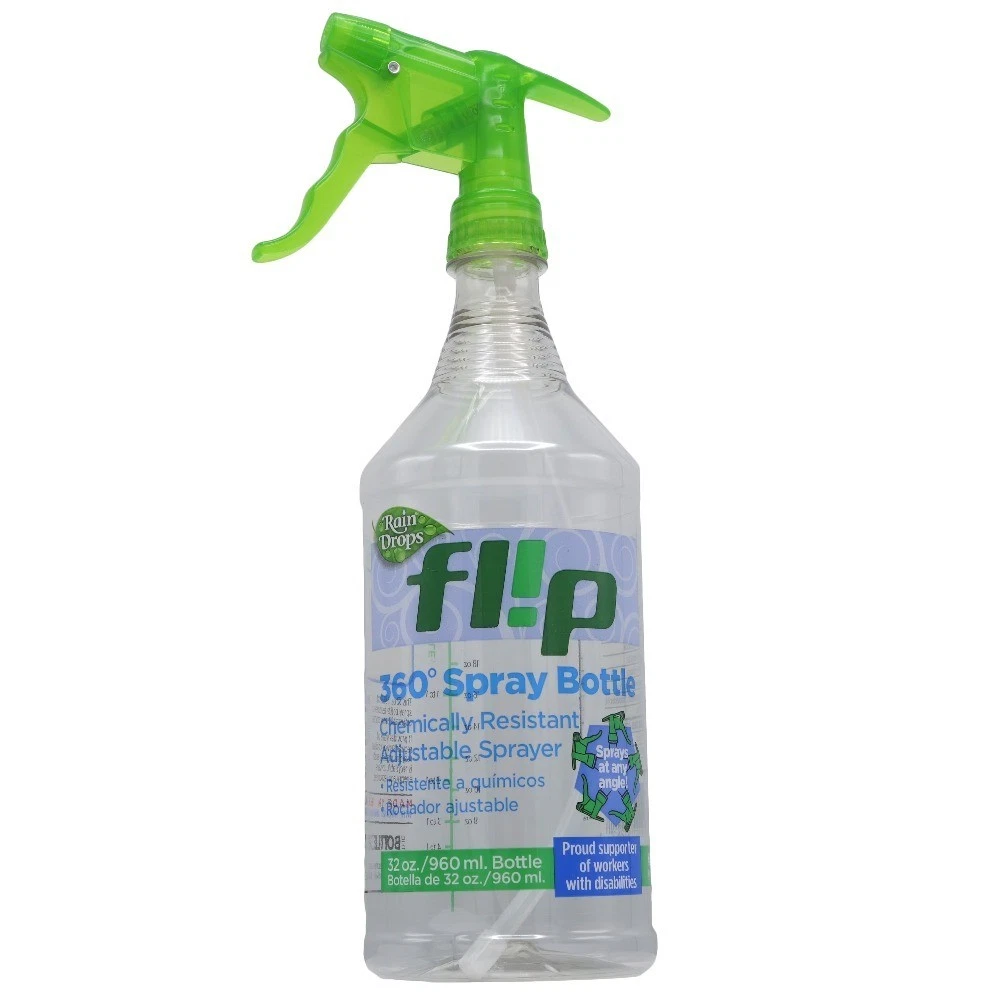 4 Pack 32oz Empty Plastic Spray Bottle with Flip for Cleaning Gardening - thumbnail 2