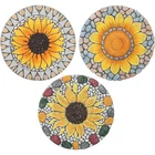 3PCS Sunflower Stepping Stone, 10in Decorative Garden Step Stone for Yard, Patio