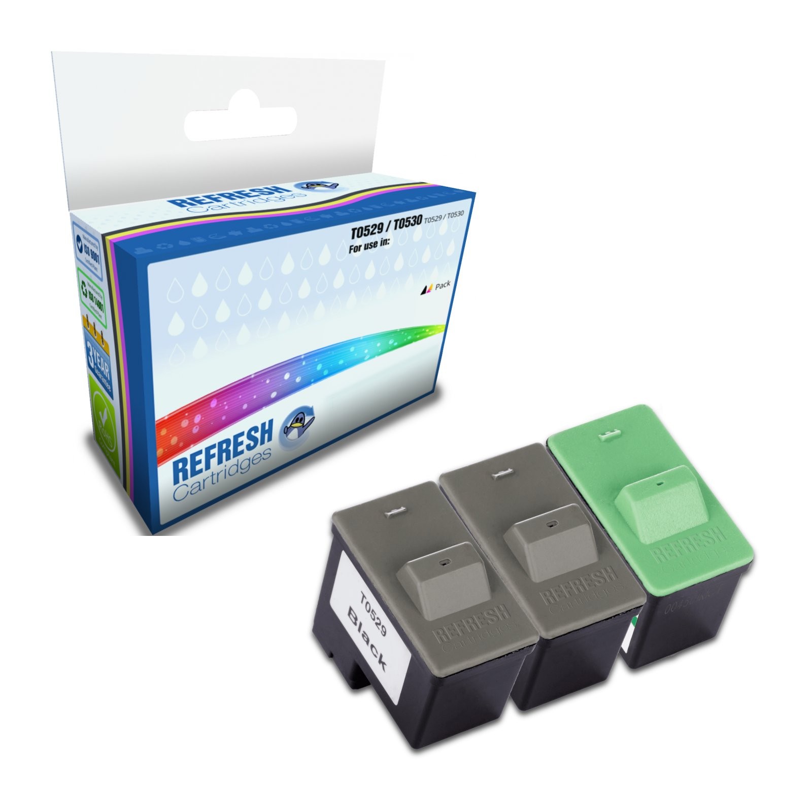 Refresh Cartridges Value Pack 2xT0529/1xT0530 Ink Compatible With Dell Printers