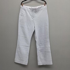 Isaac Mizrahi For Target Pants Womens 12 Blue White Seersucker Cropped Sailor