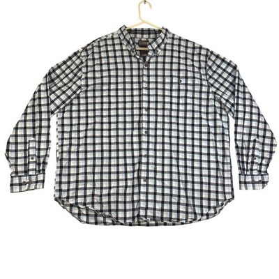 C.E. Schmidt Workwear Blue Plaid Button Down Shirt Mens 2XL Cotton Long Sleeve