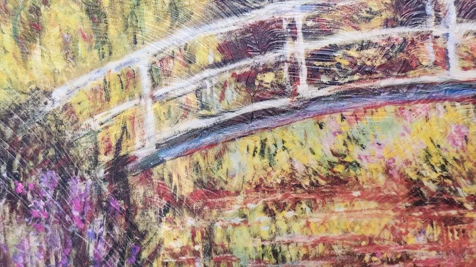 Impresión al óleo Claude Monet, marco de madera con placa de identificación ¡NUEVO! "Puente japonés" Foto 4 de 4