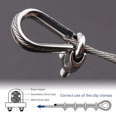 10Pcs 1/4 Inch Cable Clamps,10Pcs M6 Stainless Steel Wire Rope Thimbles, M6 W...