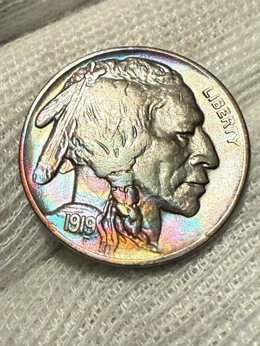 1919 Buffalo Nickel, Blast White Solid Gem BU++ High Grade Toned