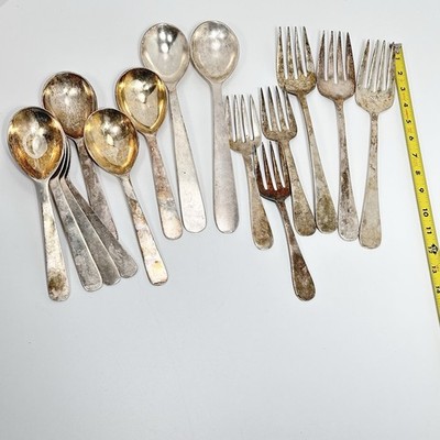 X-Large Serving Utensils Buffet & Banquet Style Spoons & Forks Set of 15 Plated