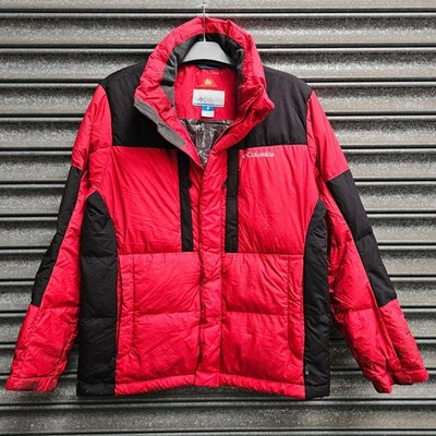 Columbia Herren Daunenjacke rot schwarz Gr. Large Omni-Heat Outdoor Wandern Trail