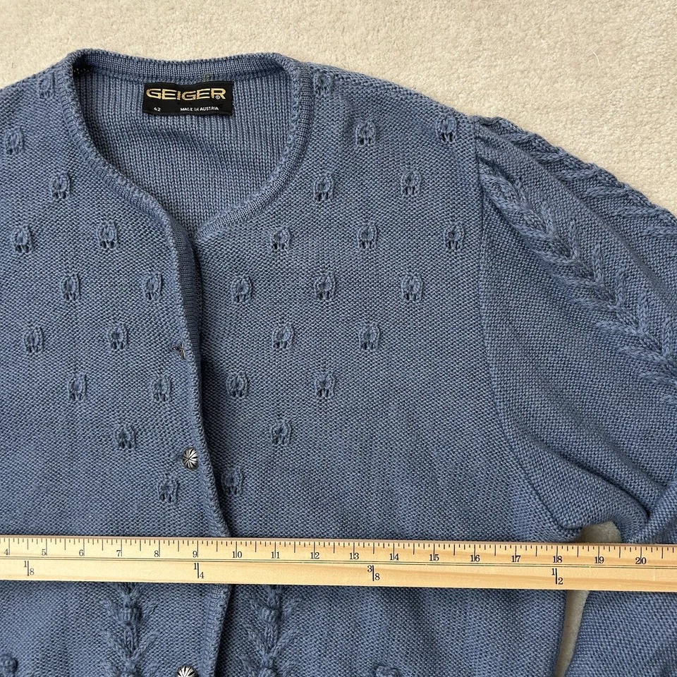 Cárdigan suéter vintage de lana Geiger Austria para mujer 46 tejido manga globo Foto 4 de 4