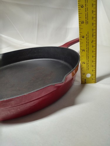 Martha Stewart Collection 12" Cast Iron Red Enamel Skillet Frying Pan - Afbeelding 20 van 24