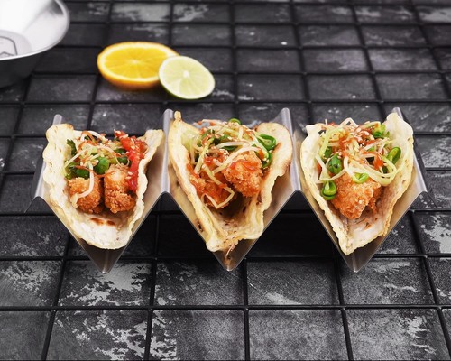 Supporto Taco 4 Confezioni - Acciaio Inox Taco Rack Camion Vassoio Stile Forno Sicuro - Foto 7 di 7
