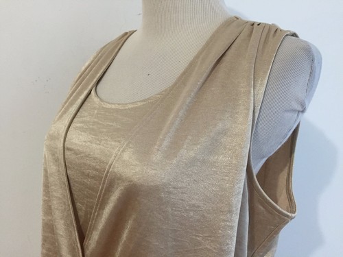 Chico's Faux Twinset Wrap Top Sleeveless Gold Size 1 - Picture 5 of 10