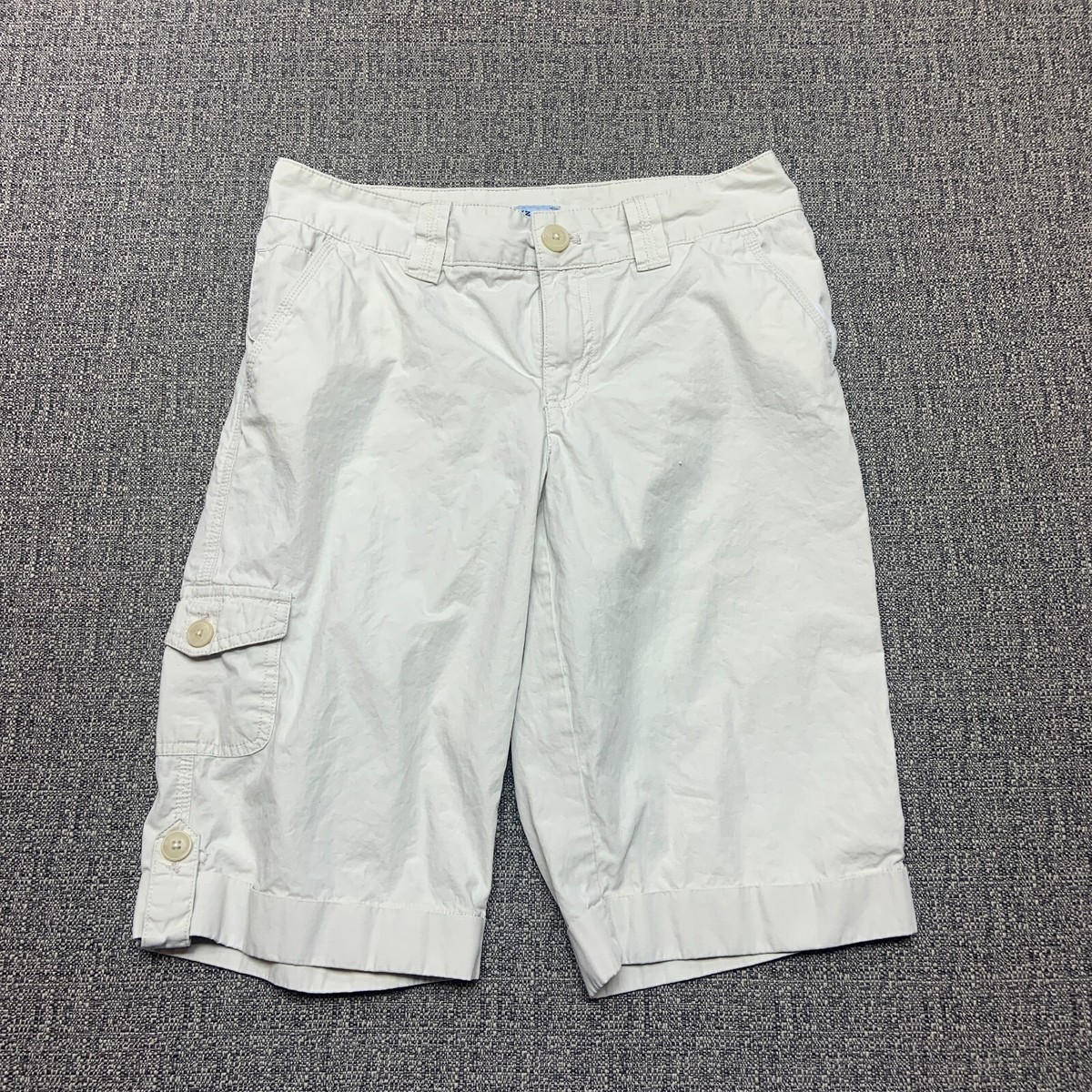 IZOD Shorts Womens White Cargo Pockets Belted Casual 100% Cotton