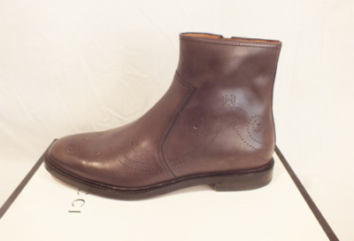 NIB GUCCI Men BROWN LEATHER ZIPPER BOOTS SHOES IT 10 US