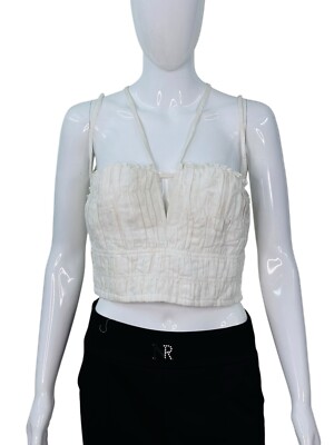 Ulla Johnson Korsett Bralete Neckholder Damen Ramie Leinen Bluse Tunika TOP S 2
