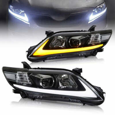 Pair VLAND LED Headlights For 2010-2011 Toyota Camry XLE LE SE Sedan Sequential