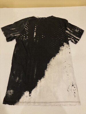 Men's Balmain Cotton T Shirt Horse Print Black & White Distressed