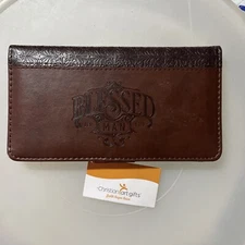 Checkbook Cover Brown Blessed Man Jer. 17:7 Brand NEW Lux Leather Gift