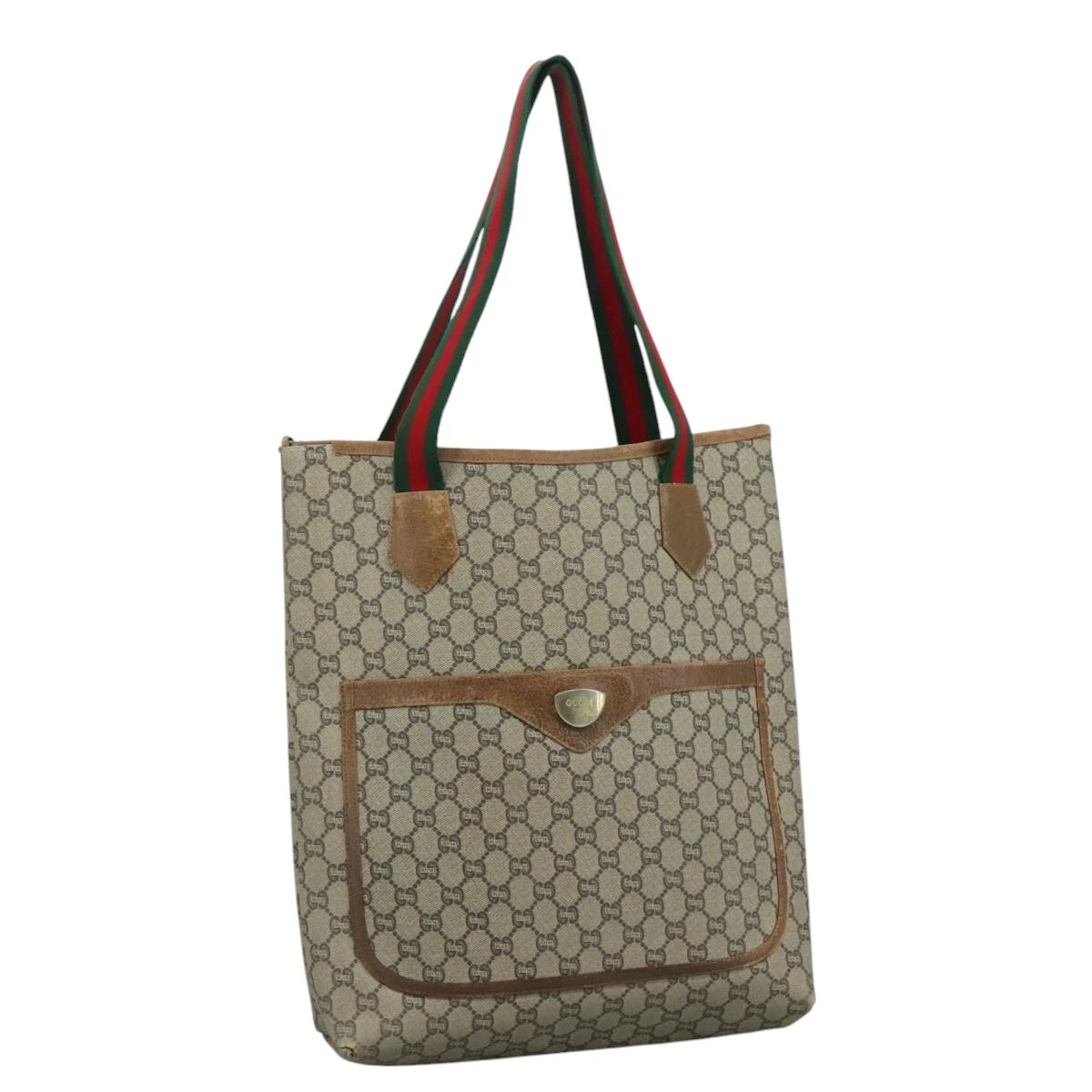 Sac fourre tout GUCCI GG Plus Supreme Web Sherry Line PVC beige rouge vert authentique bs21742