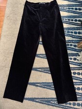 Women  s Vintage Ralph Lauren Stretch Velvet Pants Slim Flat Front Navy Blue 6
