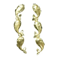 14k SOLID GOLD  3 Whale Dangle Post earrings
