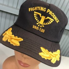 Fighting Phoenix VAQ-128 US Navy Attack Squadron VTG USA Plank Baseball Cap Hat