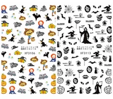 Pumpkin Halloween Nail Sticker Skull Witch Ghost Death Owl Witch Bat Spider Web