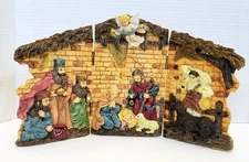 CHRISTMAS NATIVITY Manger Scene tri fold RESIN 