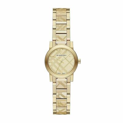 NEU ORIGINAL BURBERRY CITY BU9234 KARIERTES ZIFFERBLATT GOLDENE DAMENUHR - 2 JAHRE GARANTIE