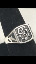 Vintage 925 Sterling Silver Mason Ring Fraternity Masonic USA NEW Gift Jewelry