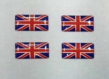 4 x MINIATURE UNION JACK FLAG DOMED GEL STICKERS Red, White & Blue HIGH GLOSS 