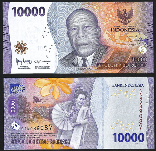 Banknote - 2022 Indonesia, 10000 Rupiah, TBB620 UNC, Frans Kaisiepo (F) Dancer - 第 1/1 張圖片