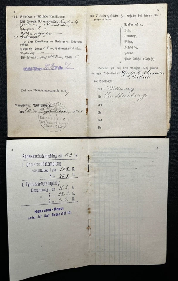Original WWI German Army Soldbuch & Military Pass KRAHL Wounded Poland Bzura 191 - Image 4 of 4