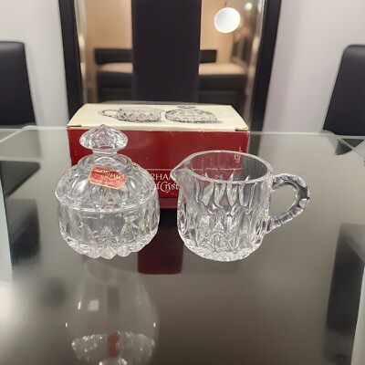 Gorham Althea Full Lead Crystal Sugar Lid and Creamer Set Style C185 Germany