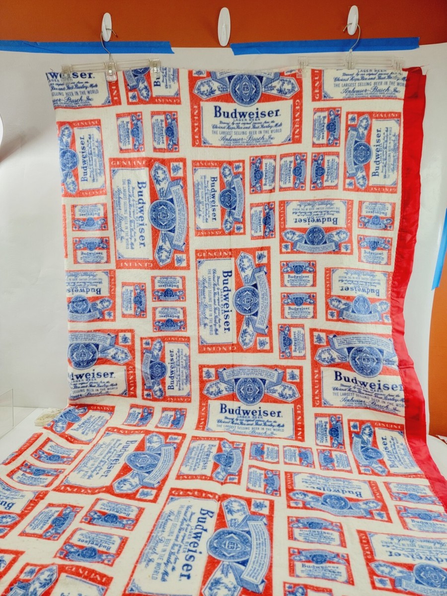 USA製 Budweiser バドワイザー ビンテージ ラグ ブランケット Vintage 1970s / 80s Original Budweiser Logo Cotton w/ Nylon