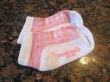 NWOT infant girls one pair ankle socks REEBOK Size 2T-4T white/pink