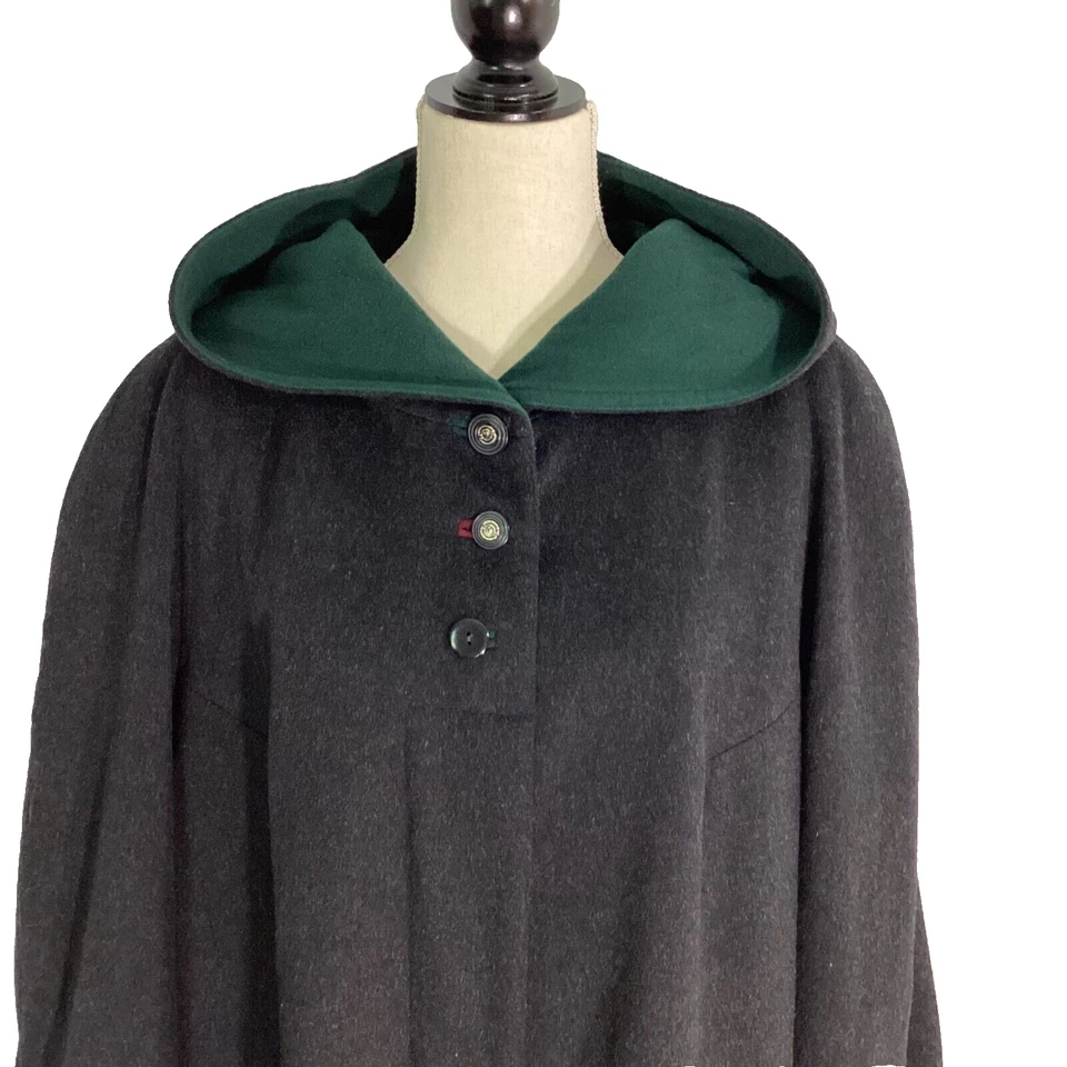 ABRIGO LARGO GRIS VINTAGE AÑOS 80 GOLDIX UE TALLA 44 CON CAPUCHA CACHEMIR LODEN Foto 2 de 4