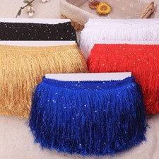 10Yards 15cm Sequin Fringe Tassel Latin Dance Dress Lace Trim Ribbon DIY Sewing