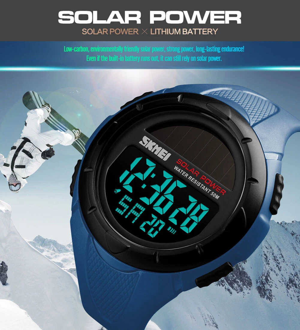 Skmei solar power sport led watch water resistant 50m sale
