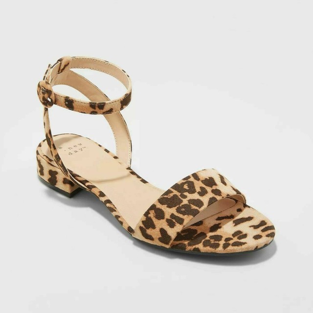 leopard ankle strap sandals