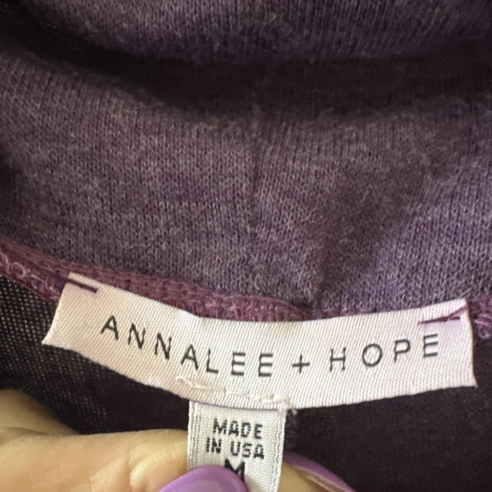 Suéter túnica “AnnaLee Hope” cuello capucha alto-bajo púrpura rico talla M LN 🌺 Foto 4 de 4