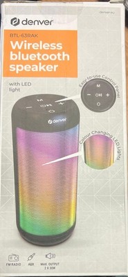 Denver BTL-63RAK Kabelloser Bluetooth-Lautsprecher mit LED-Licht   FM-Radio, AUX